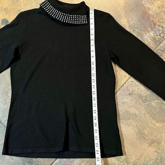 NWT TanJay Cowl Neck Beaded Black Sweater Small - Picture 7 of 13